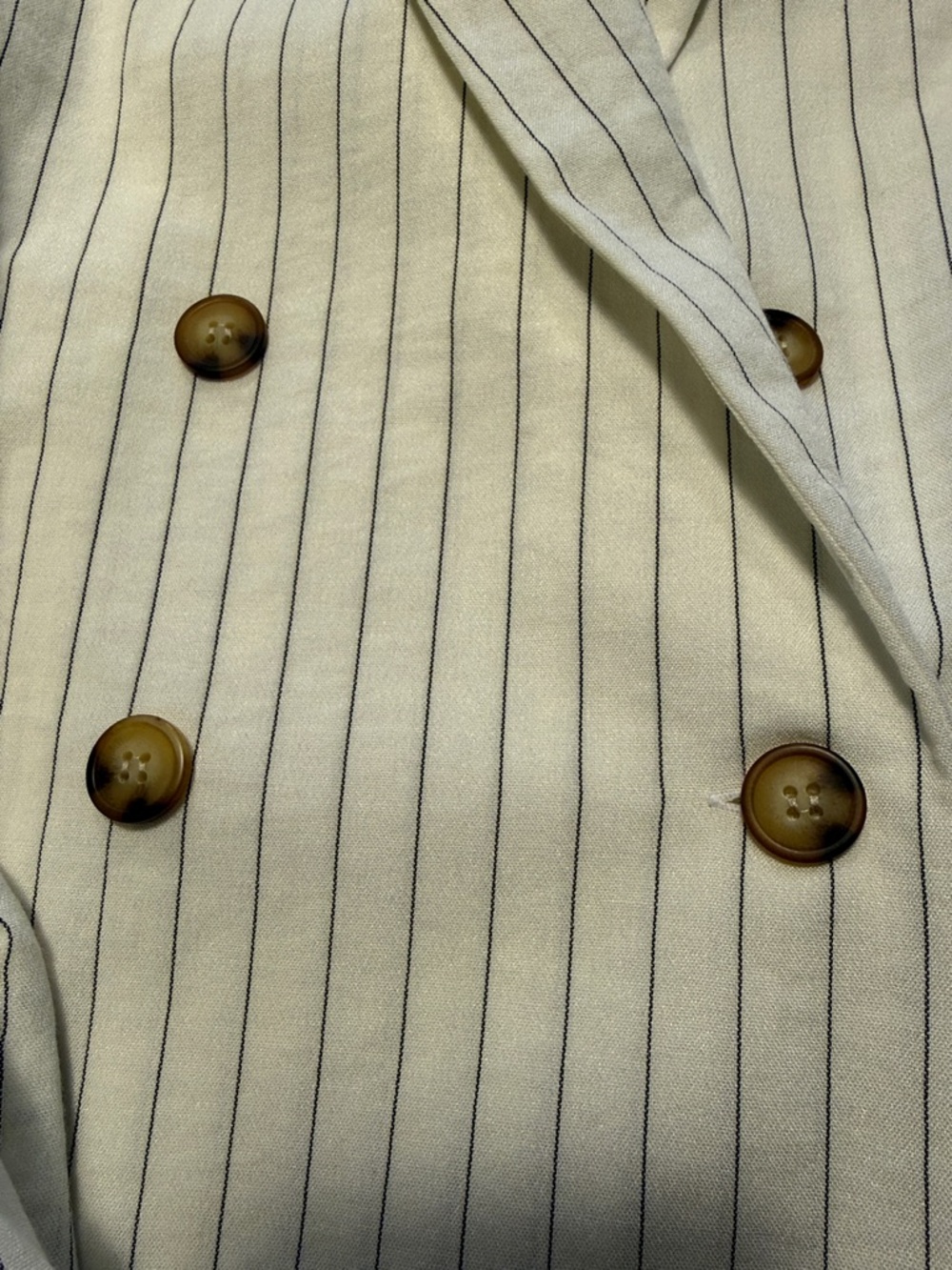 Express Cream Pinstripe Double-Breasted Blazer - Picture 8 of 8